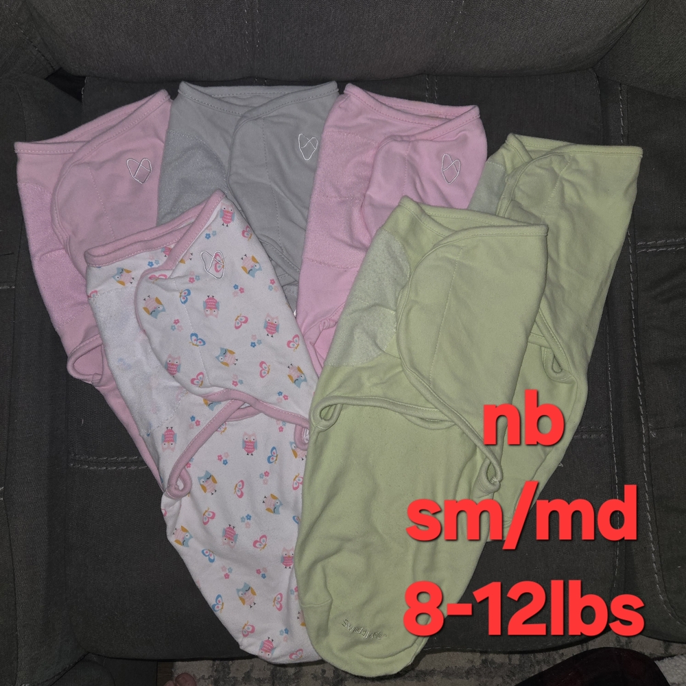 Infant Swaddle Set - Pink, Gray, Green